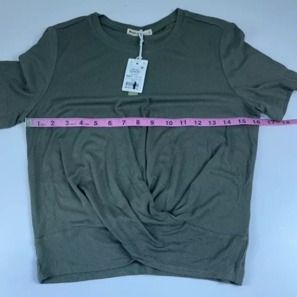 Marine Layer Short Sleeve Tee Womens Small Olive Green Lexi Twist Front Top NWT - Picture 7 of 8